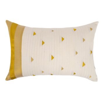 Off-White & Gold Lumbar Cushion Cover