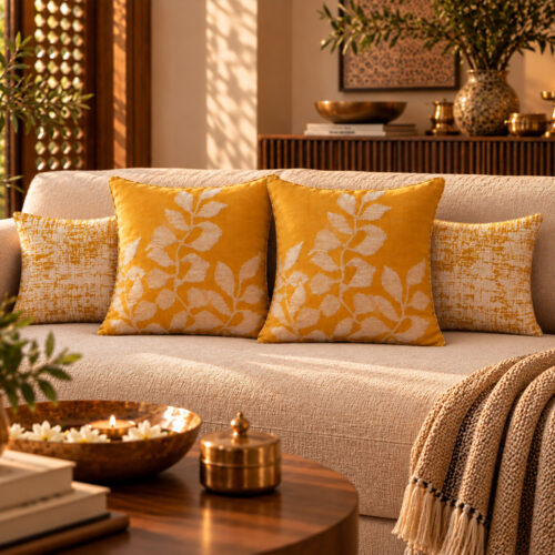 Ferns & Roswell – Mustard Set of 4